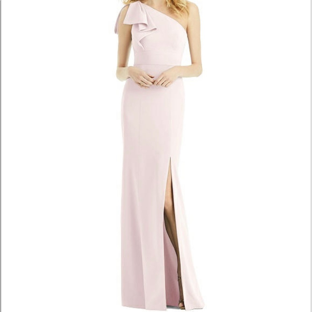 Dessy Collection One-Shoulder Trumpet Gown